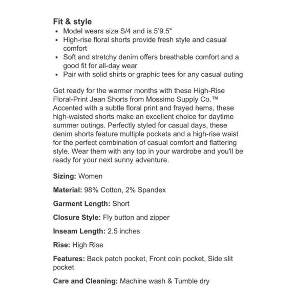 Mossimo Co. 12/31 cream denim floral print shorts. - Picture 10 of 10